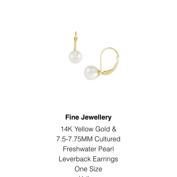 14K Gold Pearl Leverback Earrings – New with Box ($575 Retail) - Picture 4 of 4